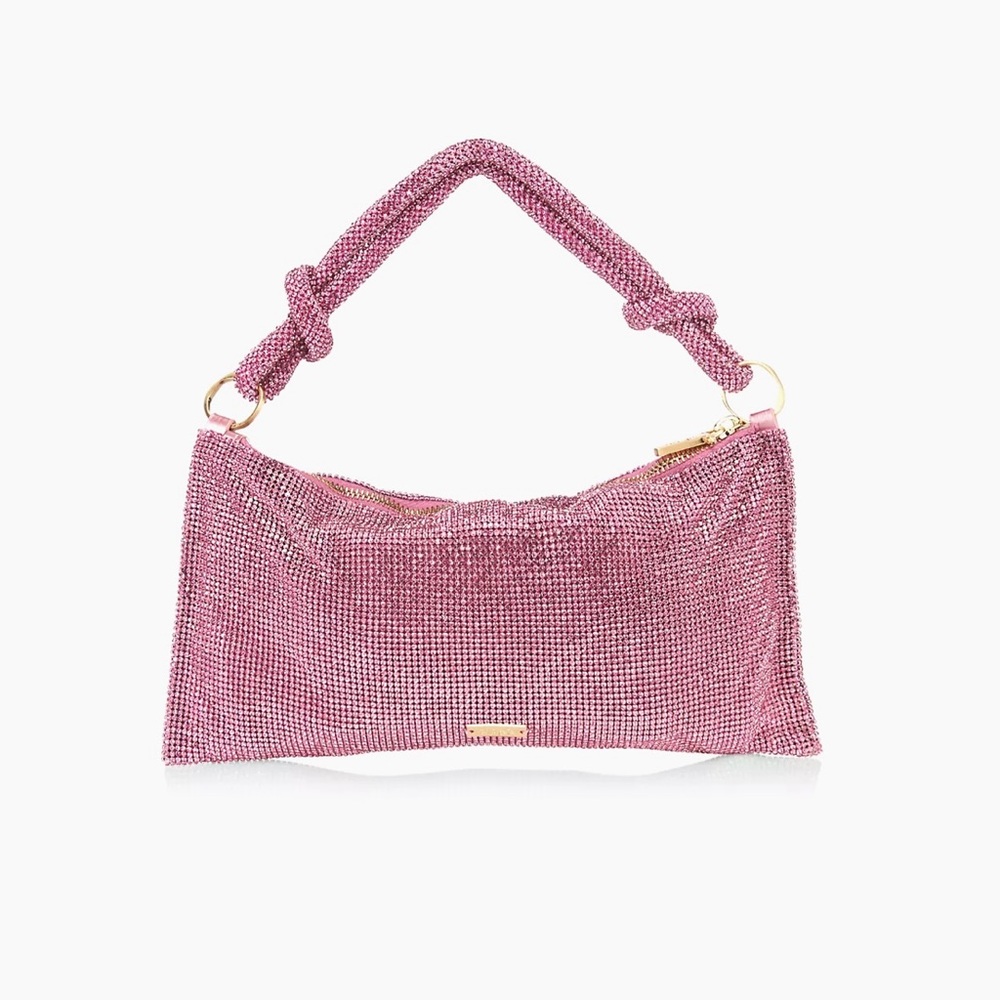 CULT GAIA - HERA NANO RHINESTONE MESH SHOULDER BAG - SHELL PINK